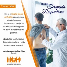 Día del Terapeuta Respiratorio desea el Hospital General de Medellín
