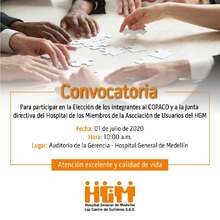 Invitación a la Asociación de Usuarios y COPACO del Hospital General de Medellín