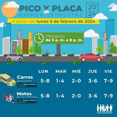 PICO Y PLACA PRIMER TRIMESTRE  DE 2024