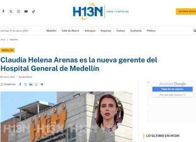 Así nos ven los medios: Claudia Helena Arenas es la nueva gerente del Hospital General de Medellín