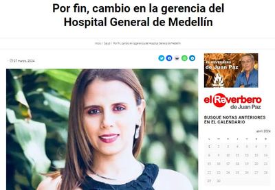 Así nos ven los medios: Por fin, cambio en la gerencia del Hospital General de Medellín