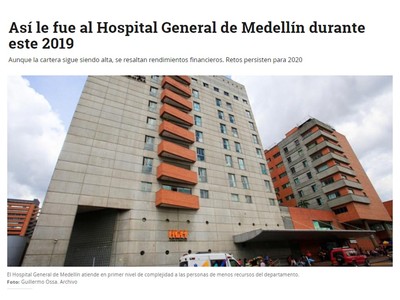 Así nos ven los medios... El diario El Tiempo, habla sobre logros del HGM en el 2019 y retos para el 2020.