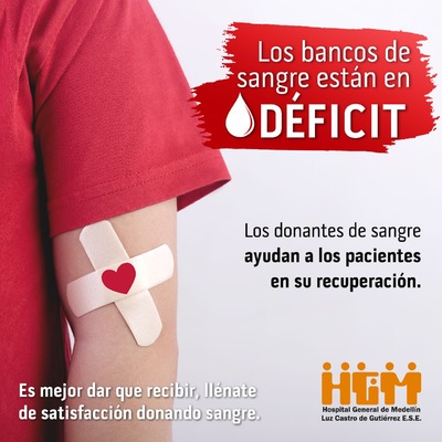 Los bancos de sangre están en déficit, ¡Dona sangre regala vida!