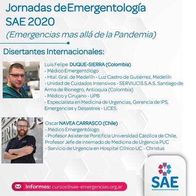 Jornadas de Emergentología SAE/2020 entre el 11 y 12 de diciembre