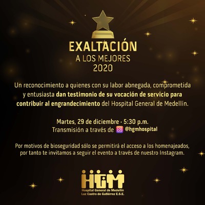 Evento de exaltación a los mejores 2020 - Hospital General de Medellín